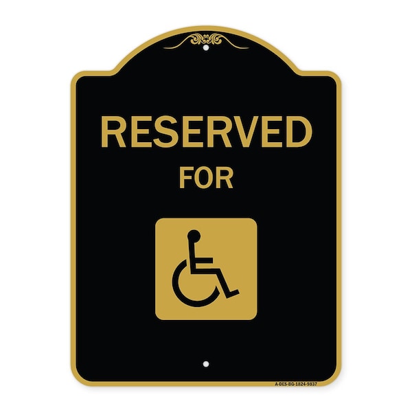 Designer Series-Graphic Handicapped Reserved Black & Gold, 24" x 18", BG-1824-9837